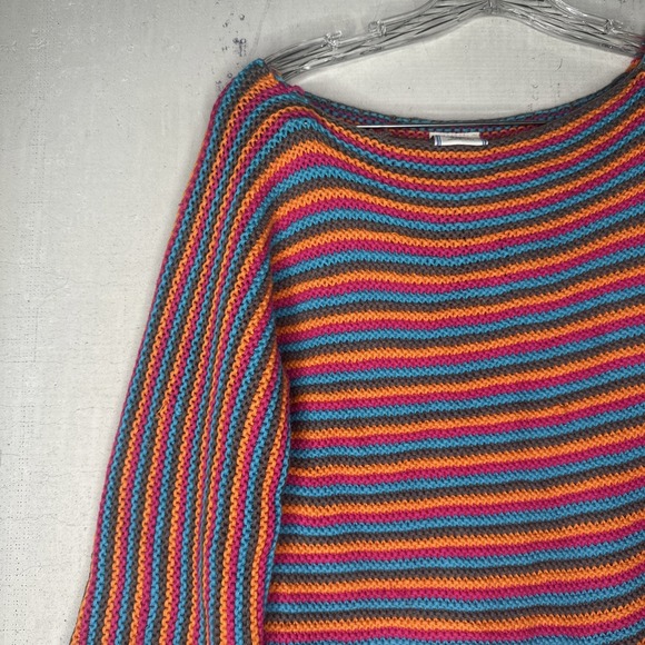 Vintage Girls Casual Wear Vibrant Multi-Color Striped Knit Sweater | Tag Sz: S - Picture 4 of 13